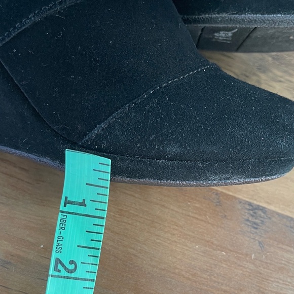 TOMS Boot | Wedge Women 6 High Heel Suede Zip Ankle Booties Shoe - Picture 6 of 11